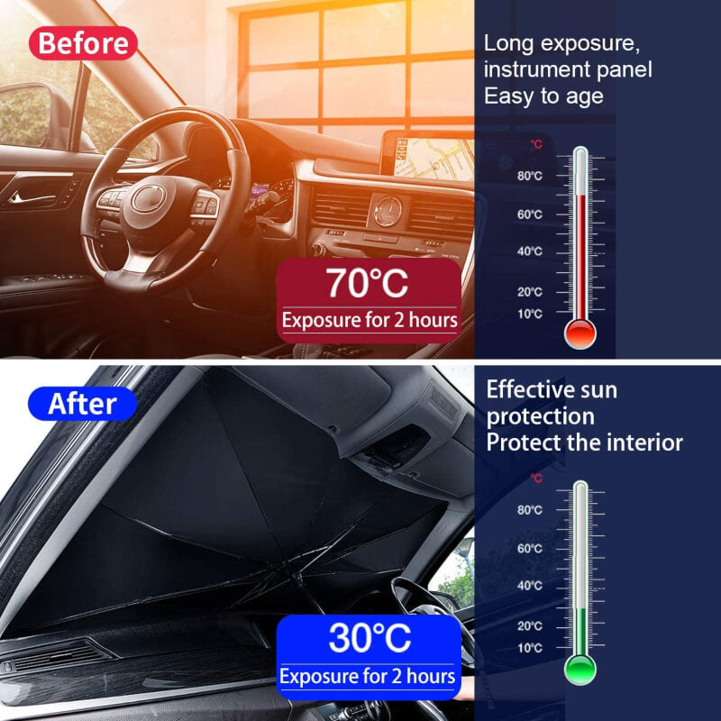Foldable Car Sunshade Umbrella – Windshield Heat & UV Protector